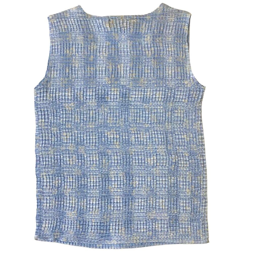 Laura Scott Light Blue Crinkle Style Blouse Tank Top– Petite SP - Picture 5 of 8